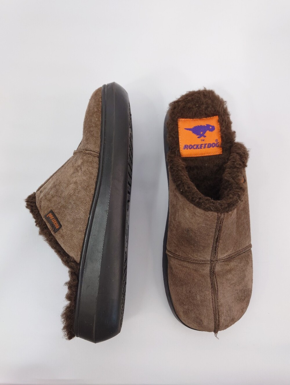 Rocket Dog Suede Faux Fur Lined Mule Slippers Brown Size 11